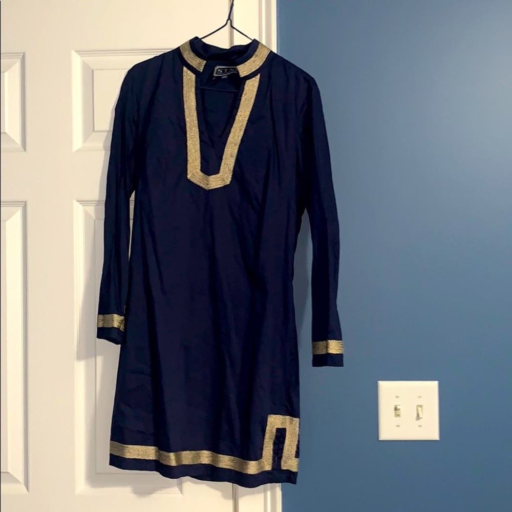 Navy and gold dress